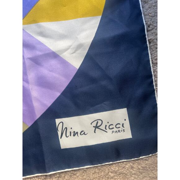 Vintage Nina Ricci Silk Scarf Shawl Muffler Neck Foulard - Picture 3 of 6